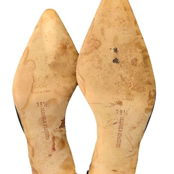 MANOLOL BLAHNIK Carolyne 70 Black Suede Slingback Pumps Heels Size 39.5 (US 9.5) - Picture 9 of 10